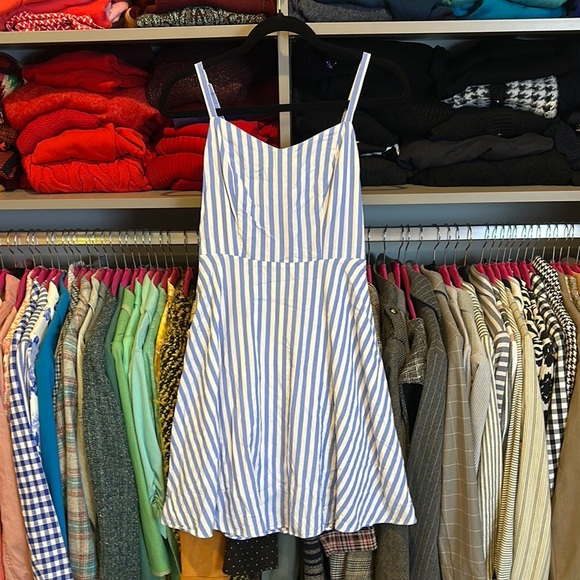Old Navy blue/white striped adjustable strap back smock lined dress size S NWOT - Picture 1 of 3